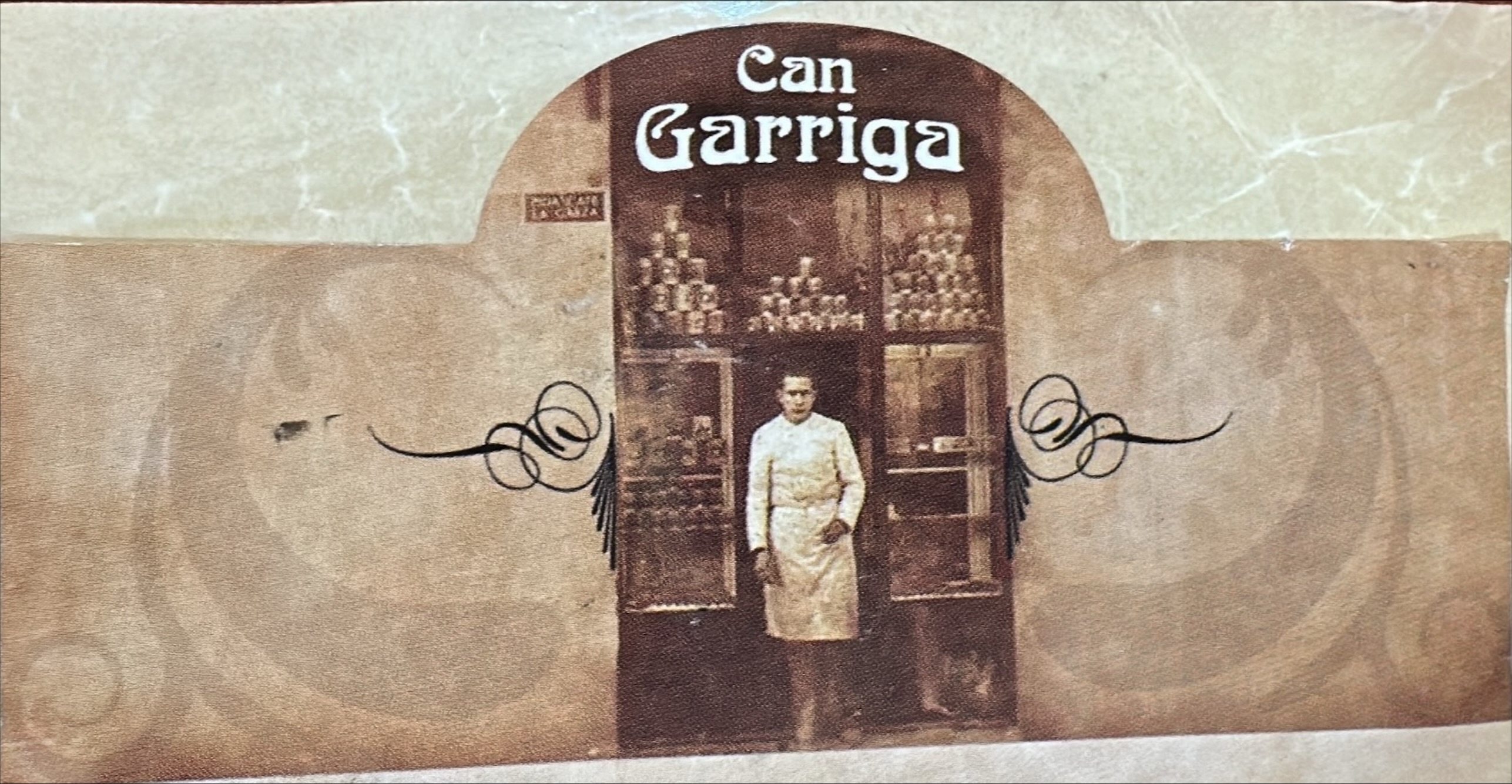 Etiqueta de la primera tienda del abuelo Garriga